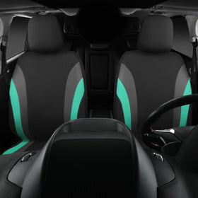 CAR PASS headrest cover detail showing reserved cutout and easy fit preserving headrest use
