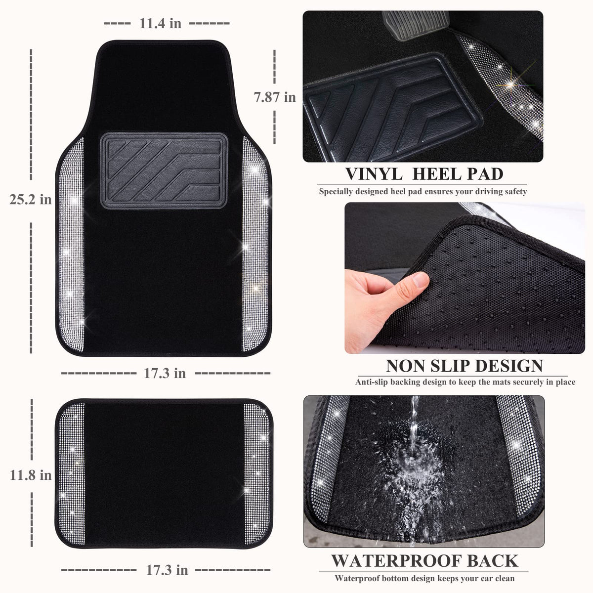 CAR PASS separated headrest covers displayed for adjustable-headrest compatibility
