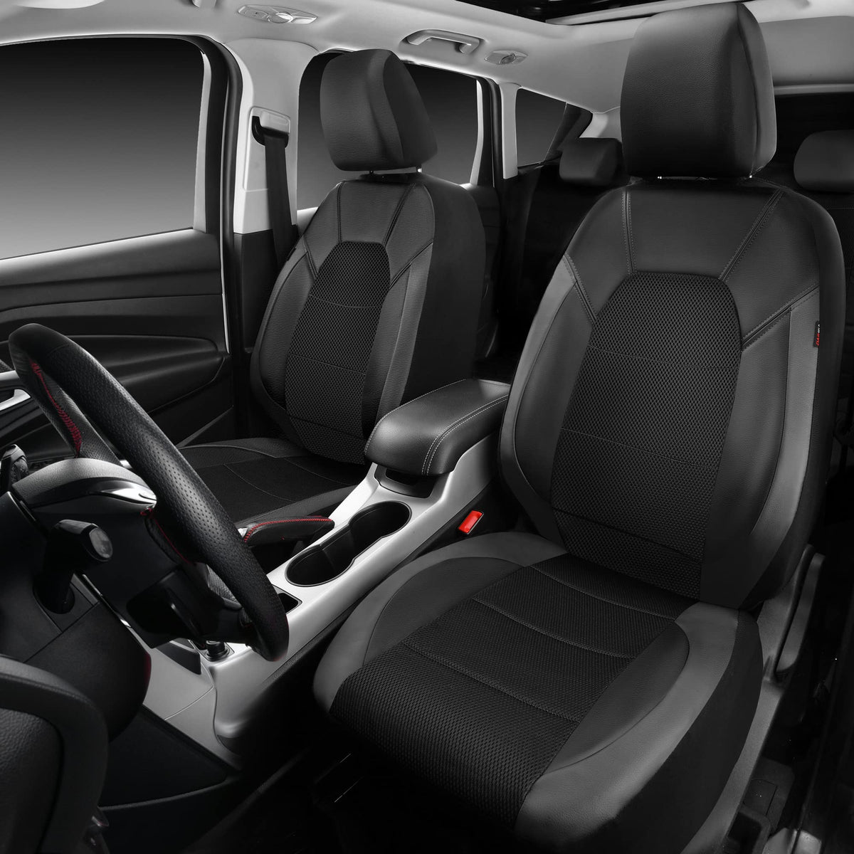 CAR PASS headrest covers arrangement showing separate pieces for accurate fit