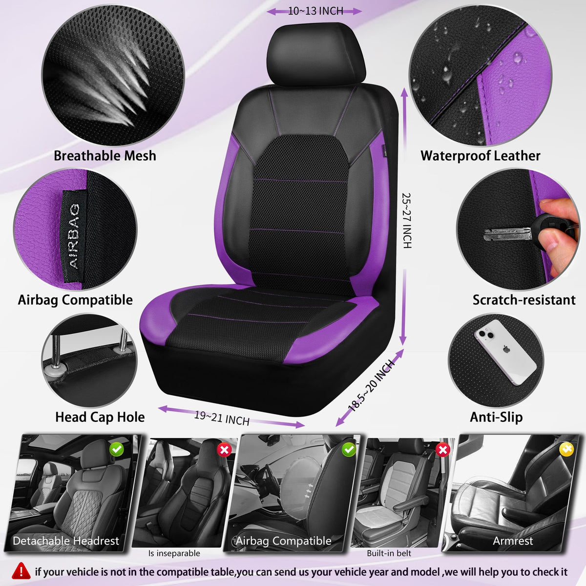 CAR PASS headrest covers close-up showing proper alignment and finish