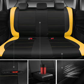 CAR PASS headrest openings detail demonstrating easy headrest removal and fit