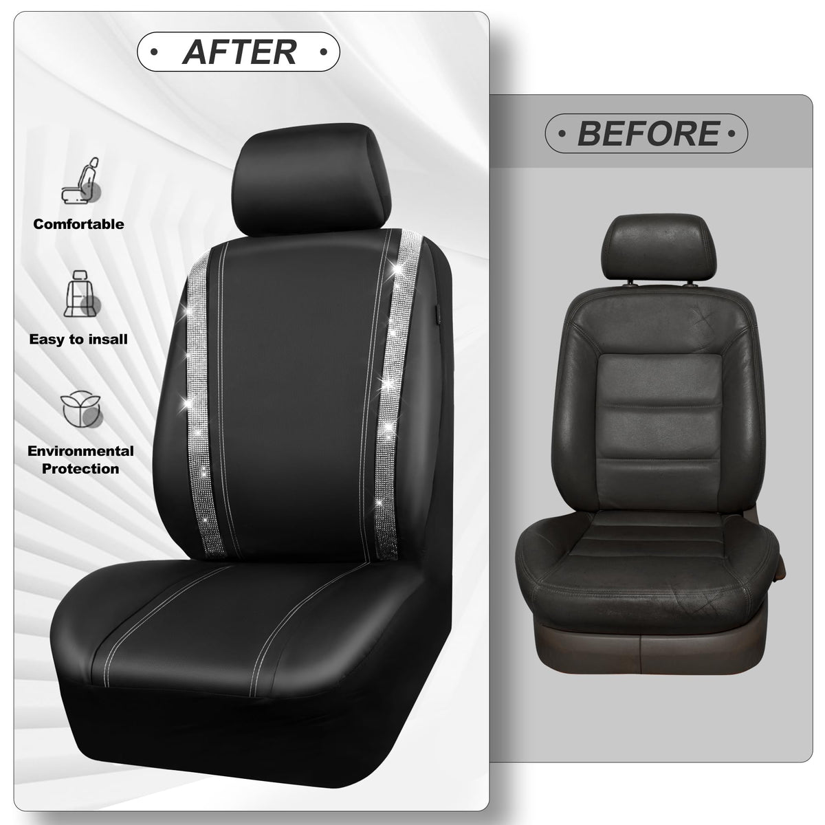 CAR PASS removable headrest pieces displayed for easy installation benefit