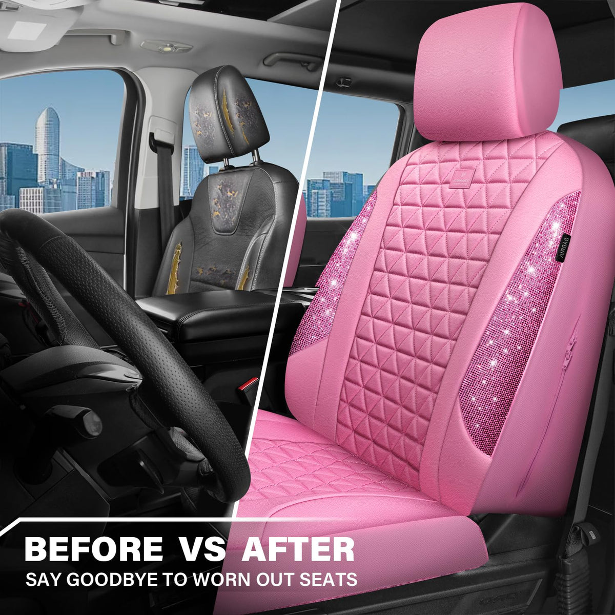 CAR PASS removable headrest detail showing easy detachment and matching style
