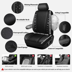 CAR PASS headrest close-up with rhinestones for stylish support