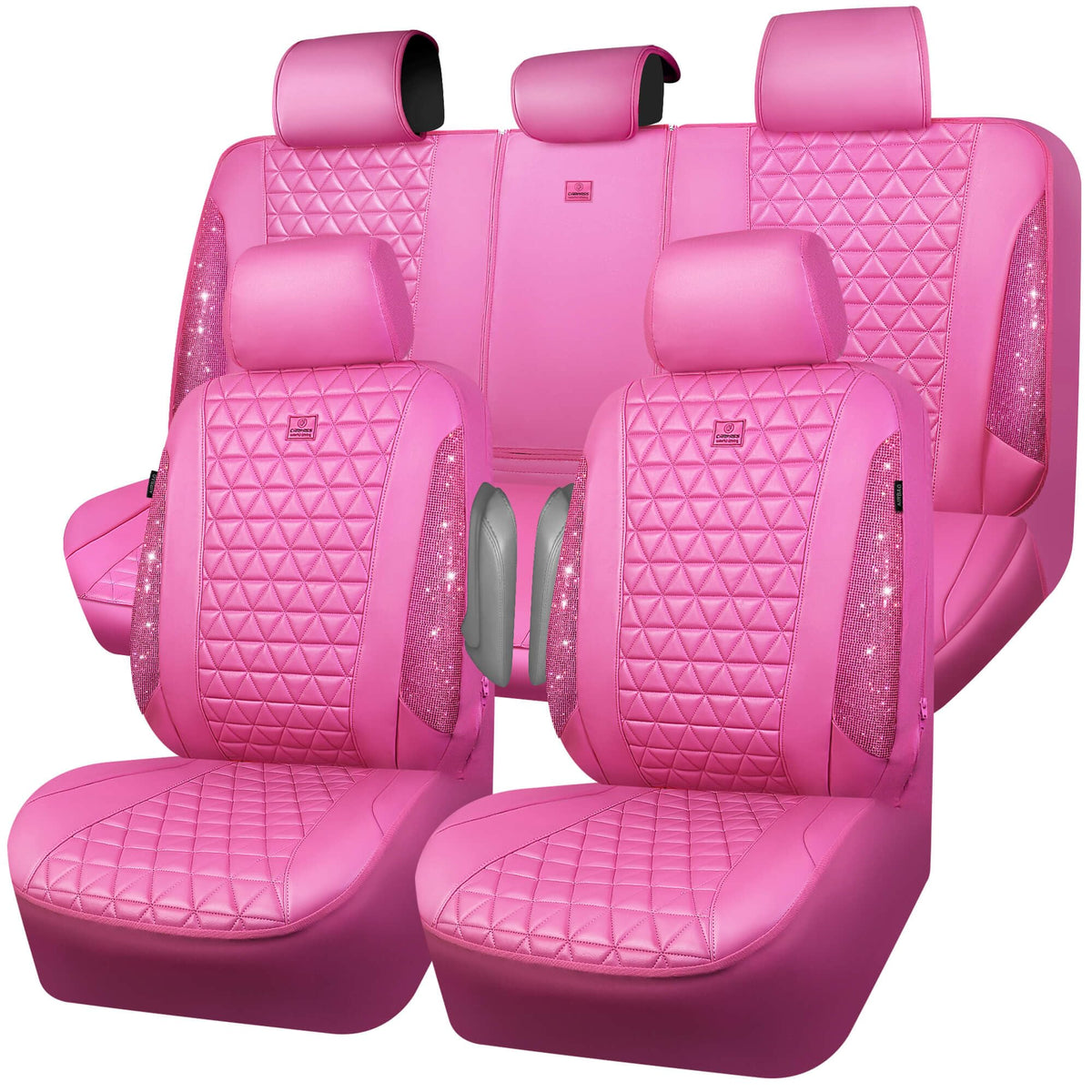 CAR PASS front seat full view showing stylish protection and pink sparkle