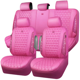 CAR PASS front seat full view showing stylish protection and pink sparkle