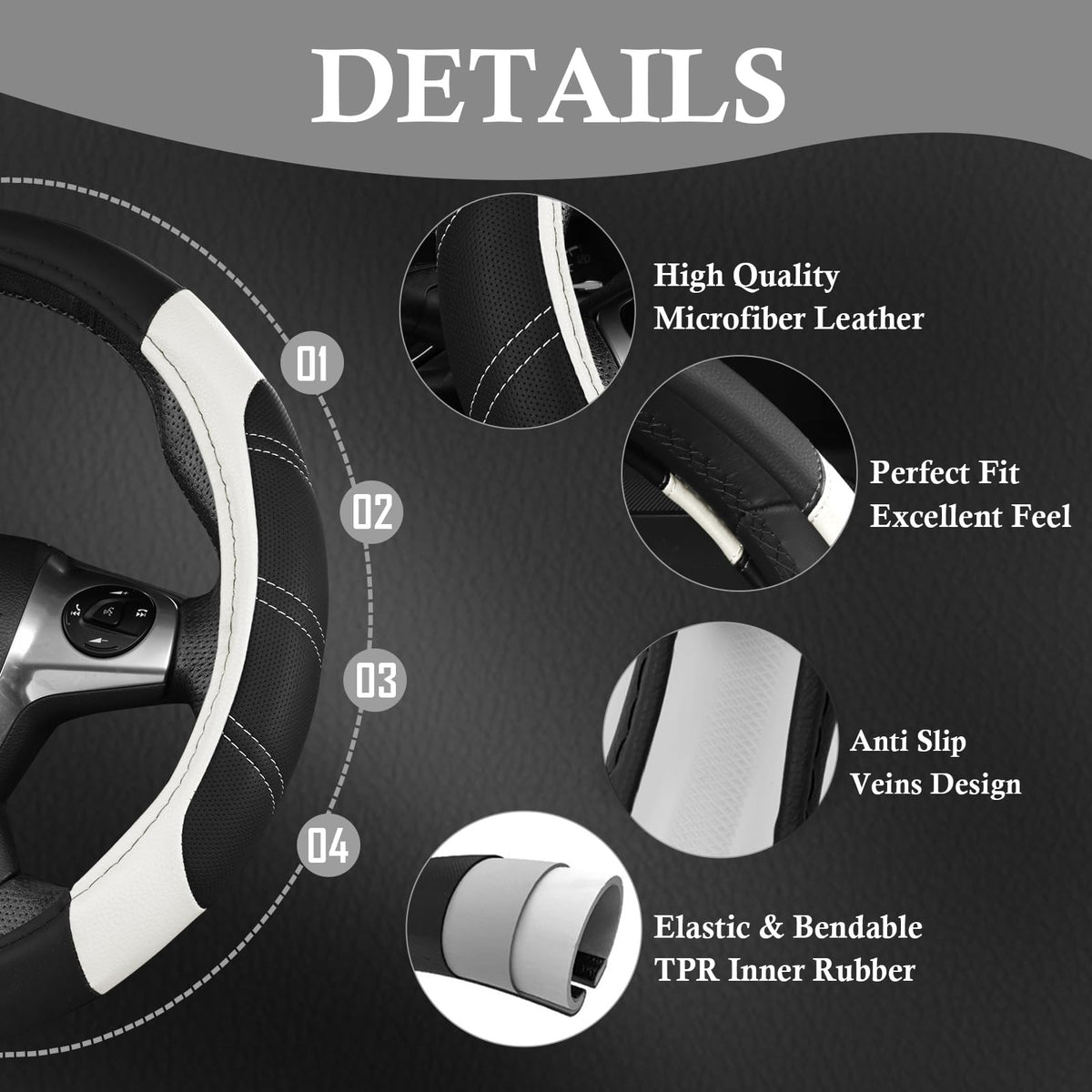 CAR PASS steering cover installed on wheel showing secure fit