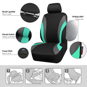 CAR PASS installed on driver seat showing full mint-and-black look improving interior style