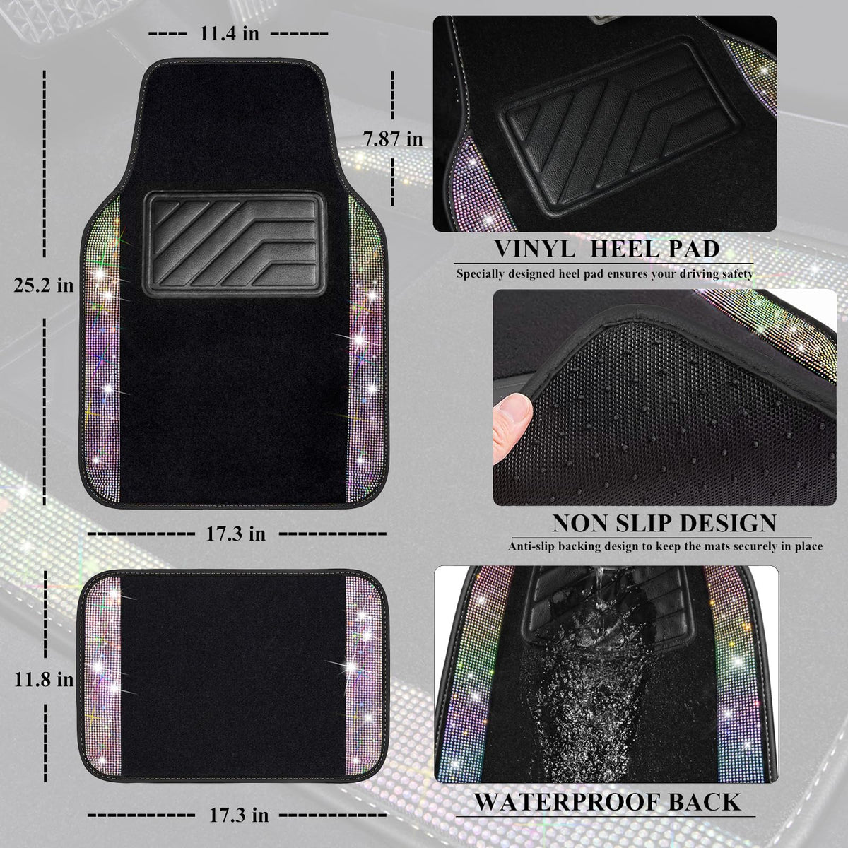 CAR PASS installed front seat lifestyle showing stylish protective mats
