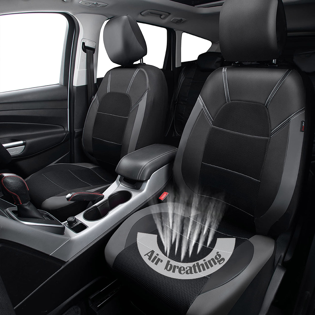 CAR PASS installed front seat covers demonstrating sleek protective appearance