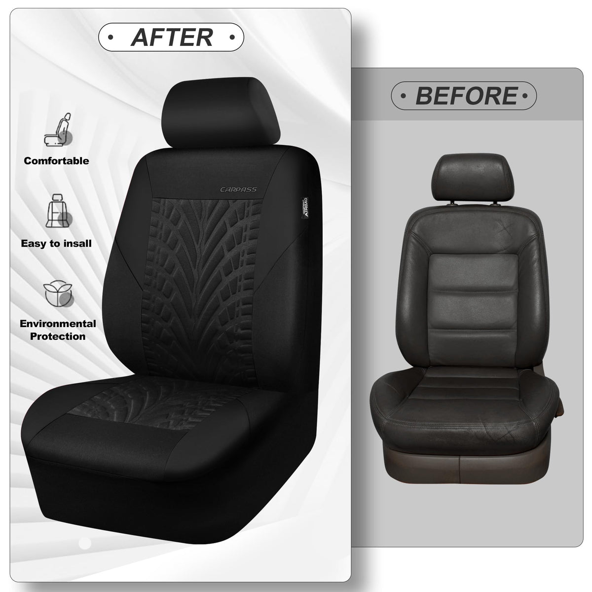 CAR PASS installed in SUV lifestyle scene protecting seats