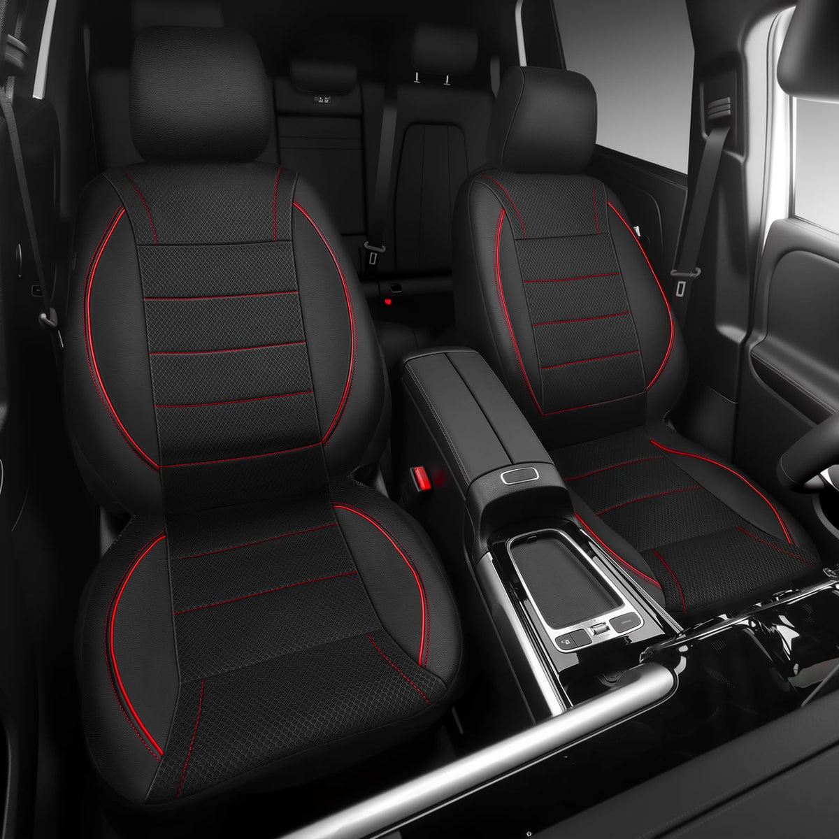 CAR PASS installed passenger seat angle showing snug fit and protection from spills