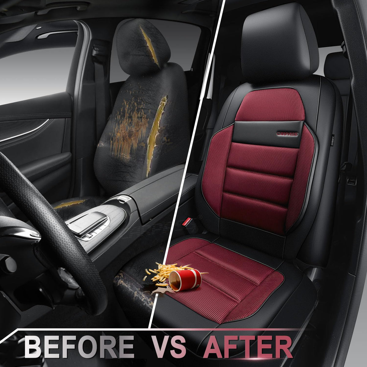 CAR PASS seat cover in a car interior during a drive demonstrating comfort upgrade