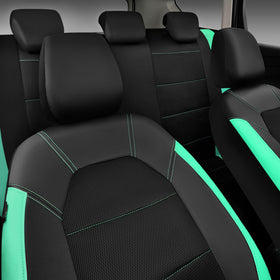 CAR PASS lifestyle drive shot showing stylish black and mint interior accent