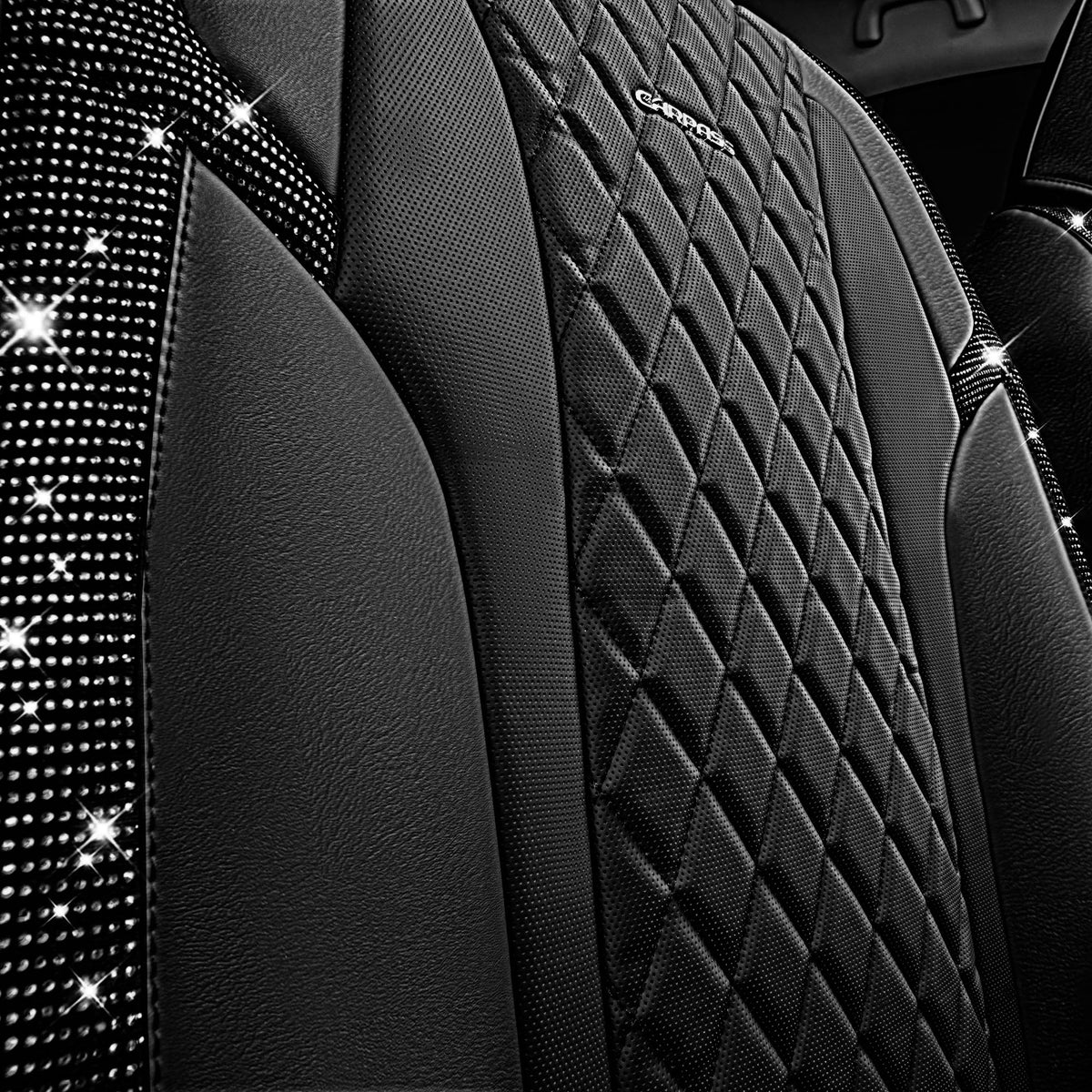 CAR PASS lifestyle shot in a parked car showing chic interior upgrade benefit