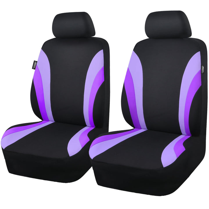 CAR PASS packaging showing included two seat and two headrest covers, easy carry