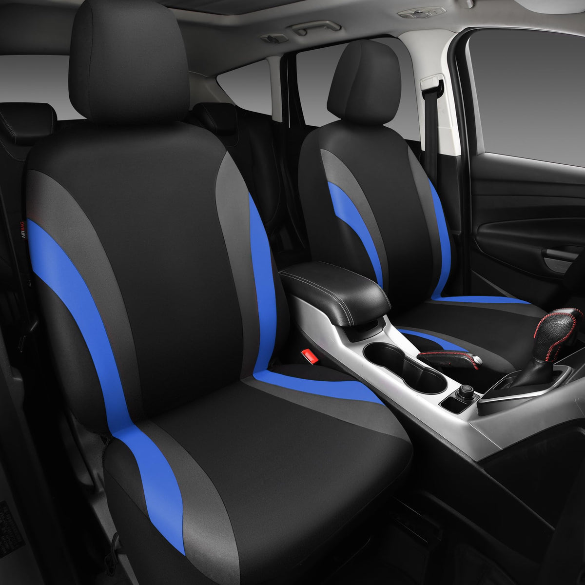 CAR PASS headrest cover close-up showing fit and finish, maintains adjustability
