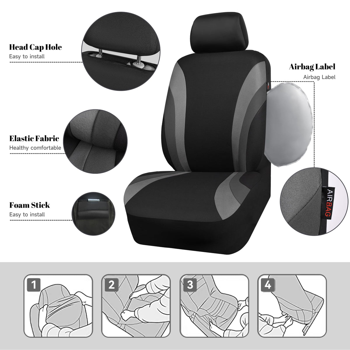 CAR PASS installed on car front seats, sportier interior and seat protection