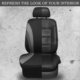 CAR PASS seats in driving setting, sporty grey design enhances cabin style