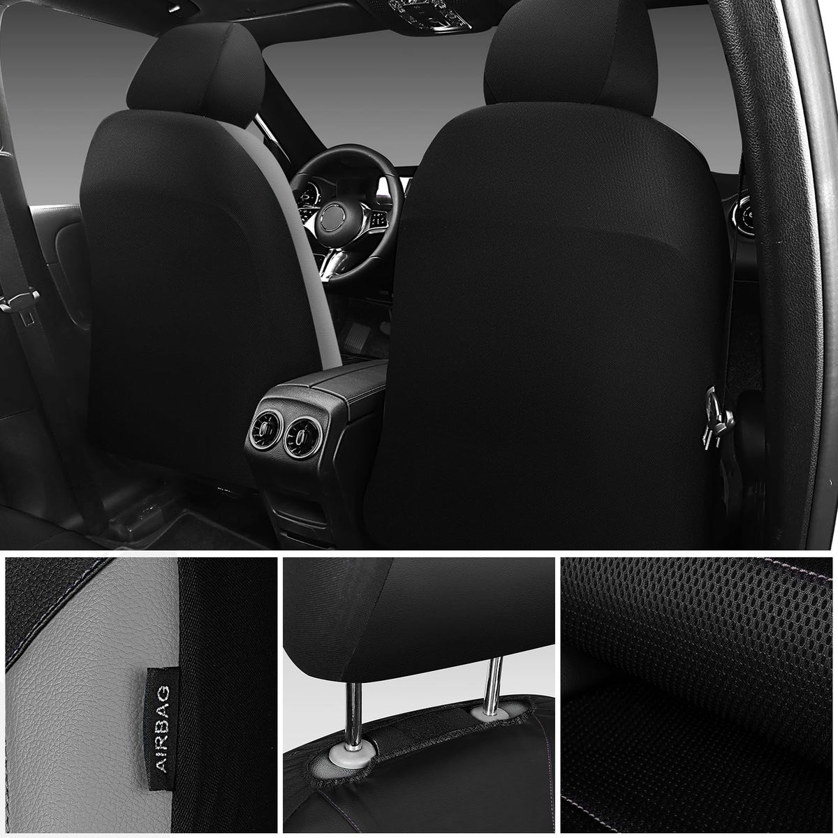 CAR PASS stitching and faux leather close-up showing durable construction