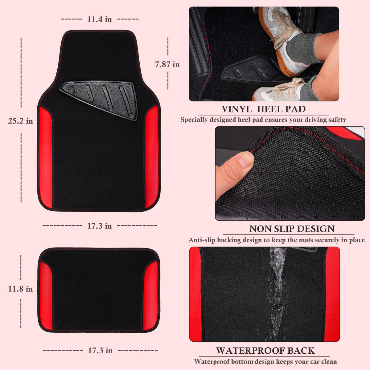 CAR PASS mats nibbed backing detail keeping mats securely in place