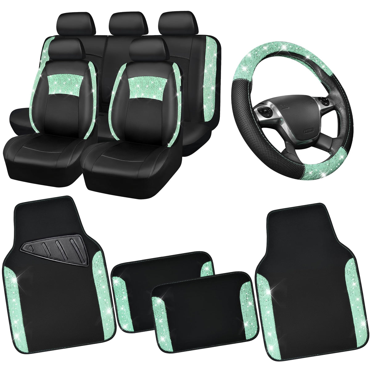 CAR PASS front seat cover showing mint lace elegance and protection
