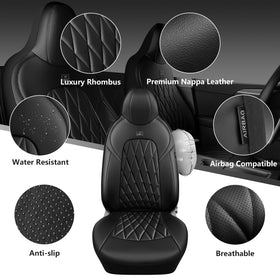 CAR PASS Nappa faux leather texture close-up demonstrating breathable, wipeable surface