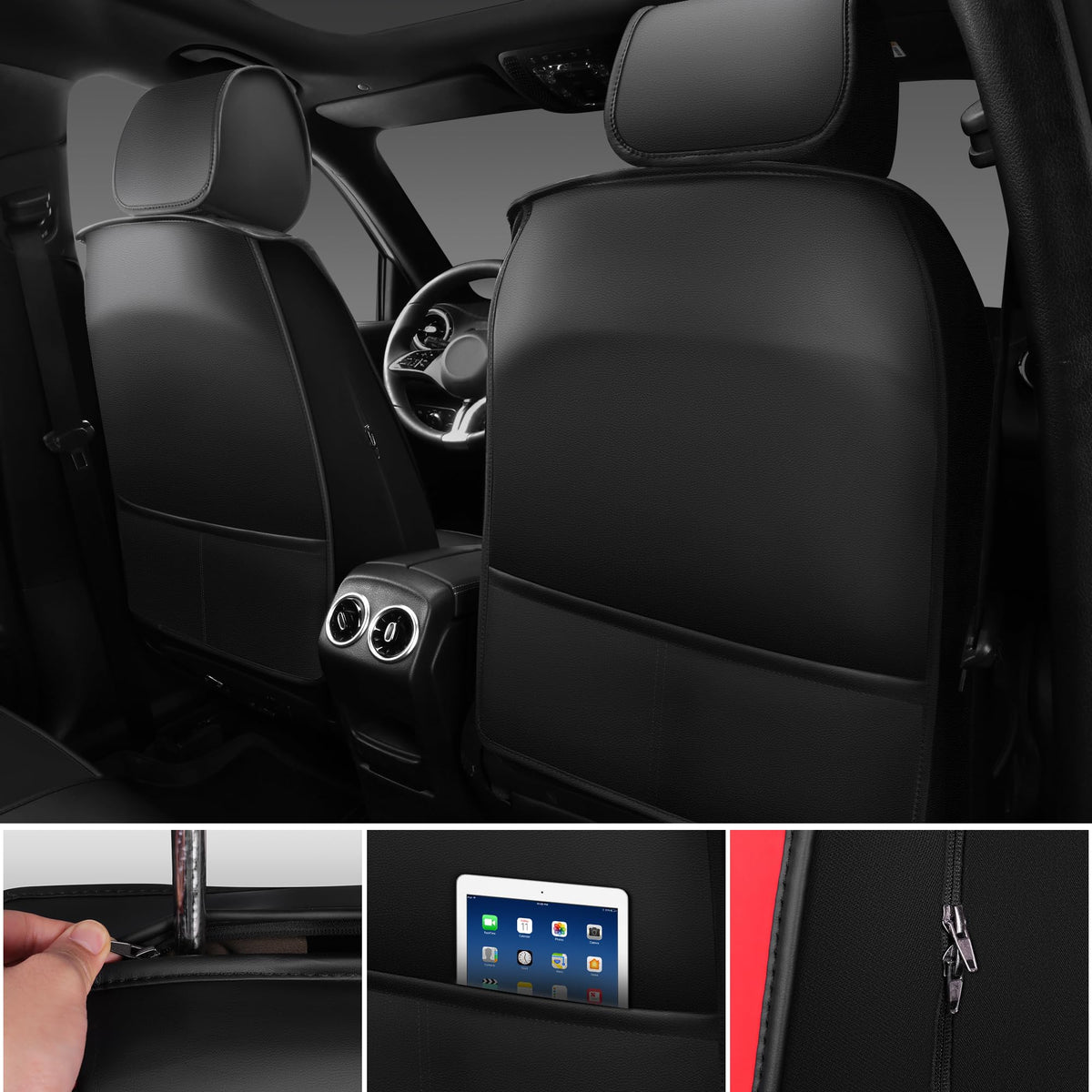 CAR PASS removable headrest cover detail for simple washing