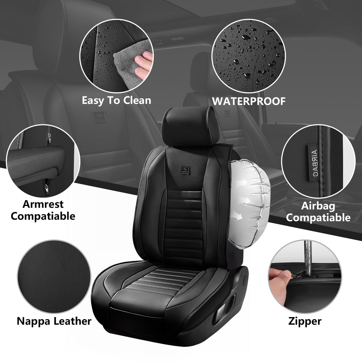CAR PASS headrest cover close-up highlighting removable fit and comfort
