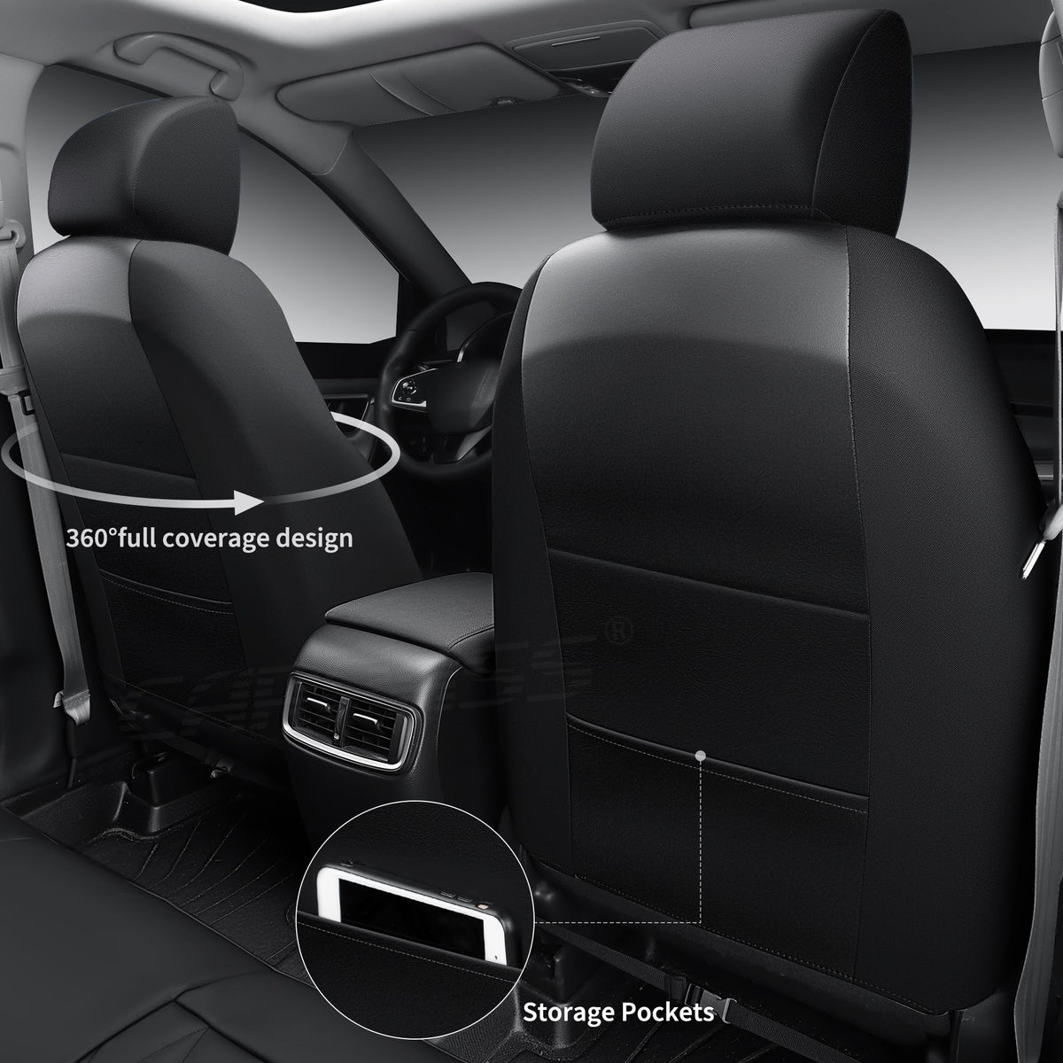 CAR PASS close-up of Nappa leather texture highlighting waterproof finish and easy-clean benefit