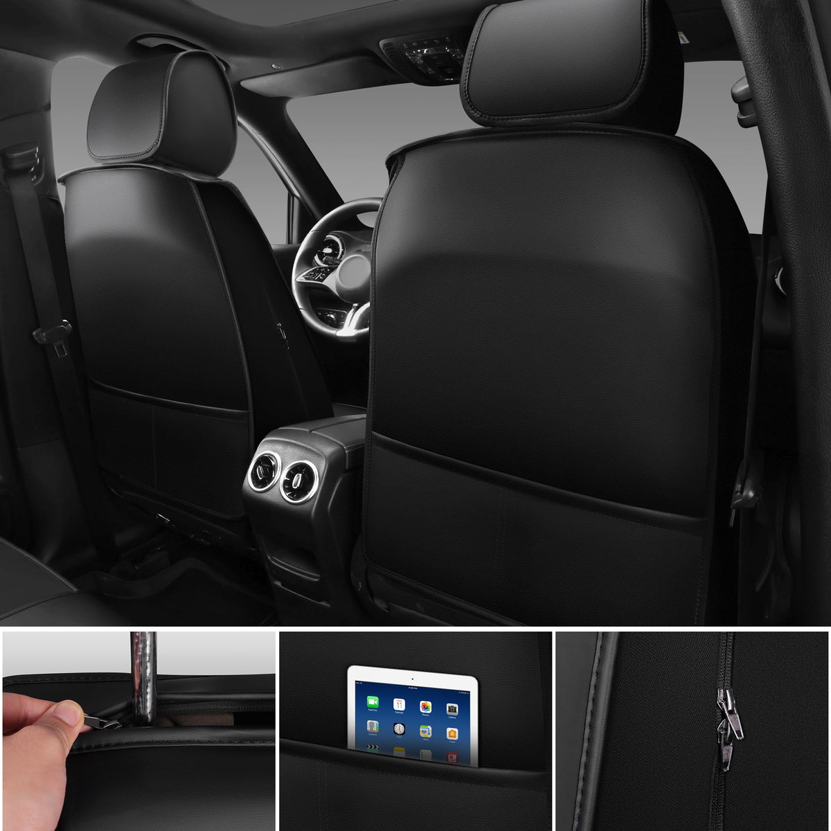 CAR PASS Nappa leather texture close-up showing durable stitched finish