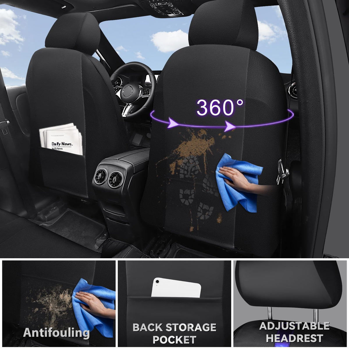 CAR PASS Nappa texture close-up showing soft leather look and easy cleaning benefit
