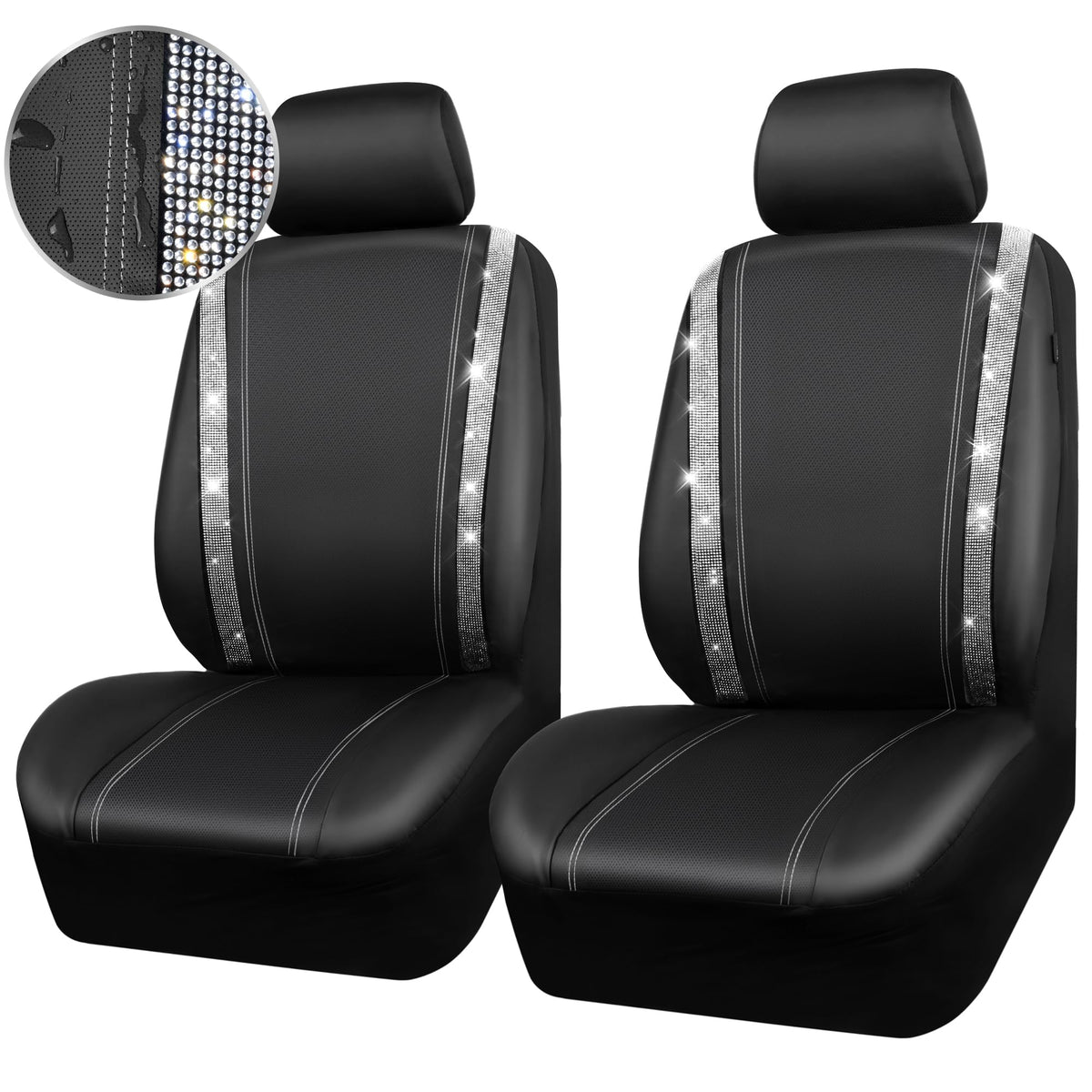 CAR PASS packaging and includes two seat covers and two headrests