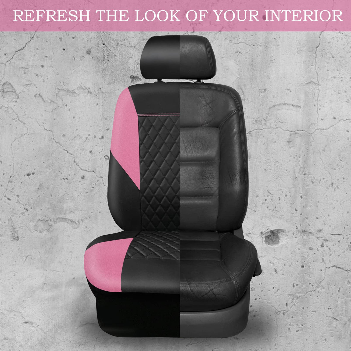 CAR PASS headrest and seat belt cutouts showing easy access and correct fit