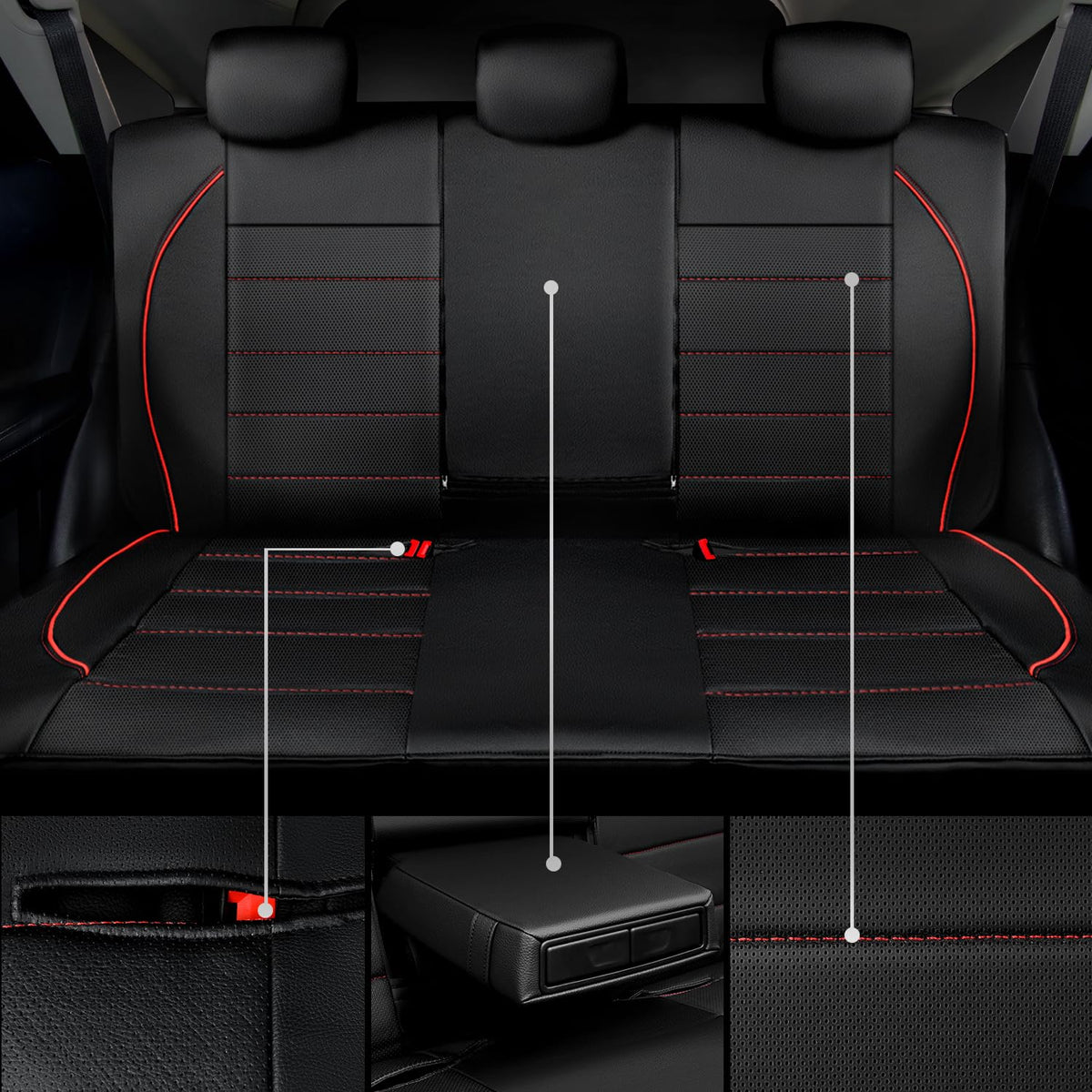 CAR PASS close-up of red piping detail highlighting stylish accent and durability