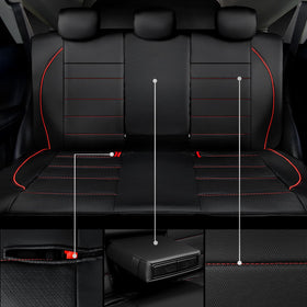 CAR PASS close-up of red piping detail highlighting stylish accent and durability