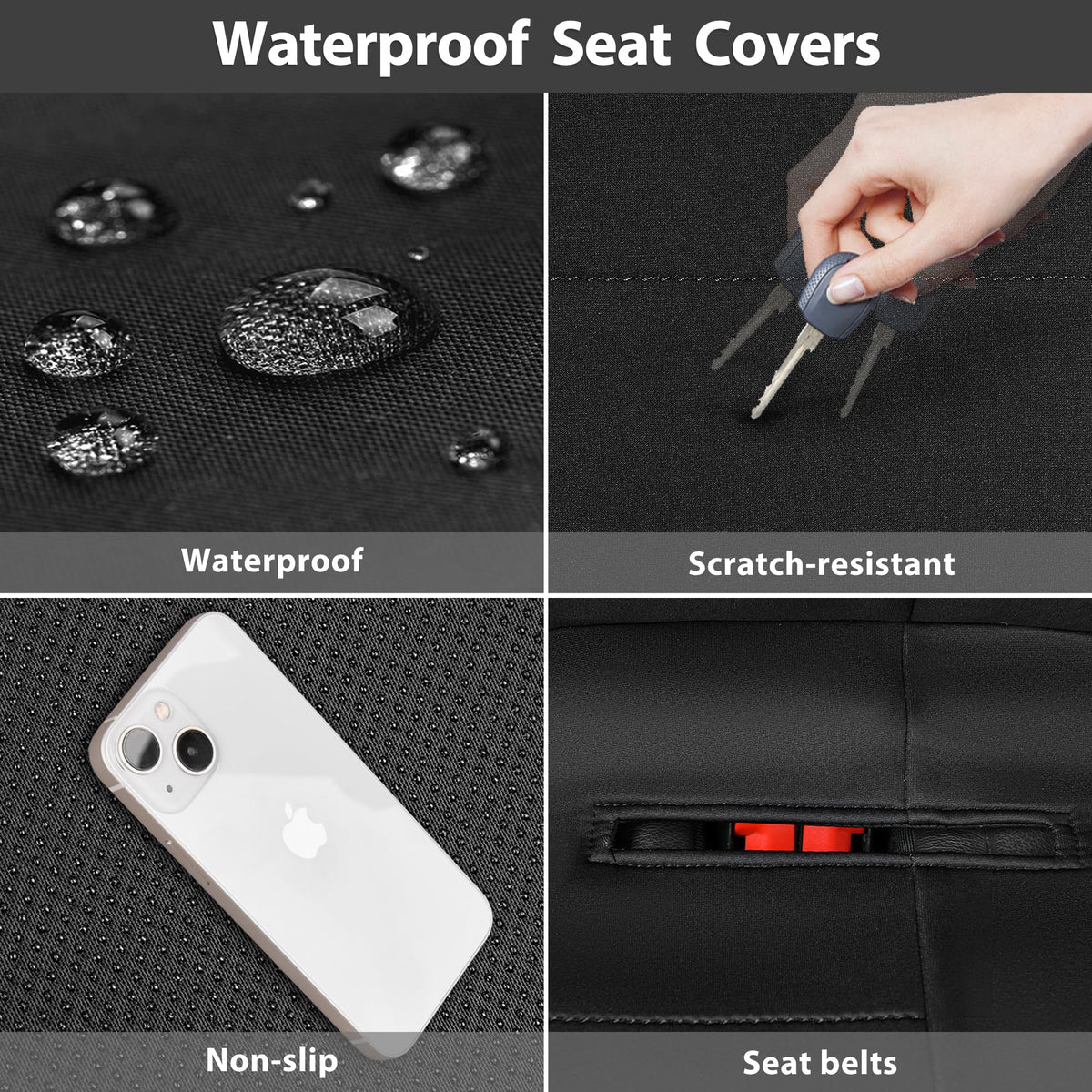 CAR PASS protecting pet hair on rear seat demonstrating easy cleanup