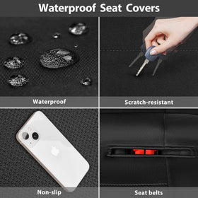 CAR PASS protecting pet hair on rear seat demonstrating easy cleanup