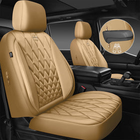 CAR PASS close-up of PU leather texture and diamond stitch for durable look