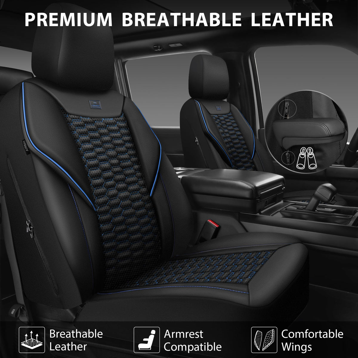 CAR PASS close-up quilted PU leather texture highlighting comfort