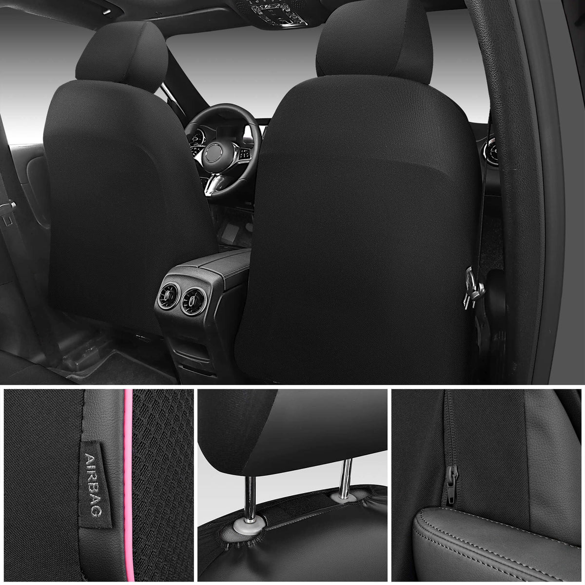 CAR PASS close-up of quilted texture highlights padding and fashionable pink piping