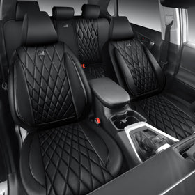 CAR PASS front seats full view showing tailored black Nappa leather and neat fit benefiting cabin style