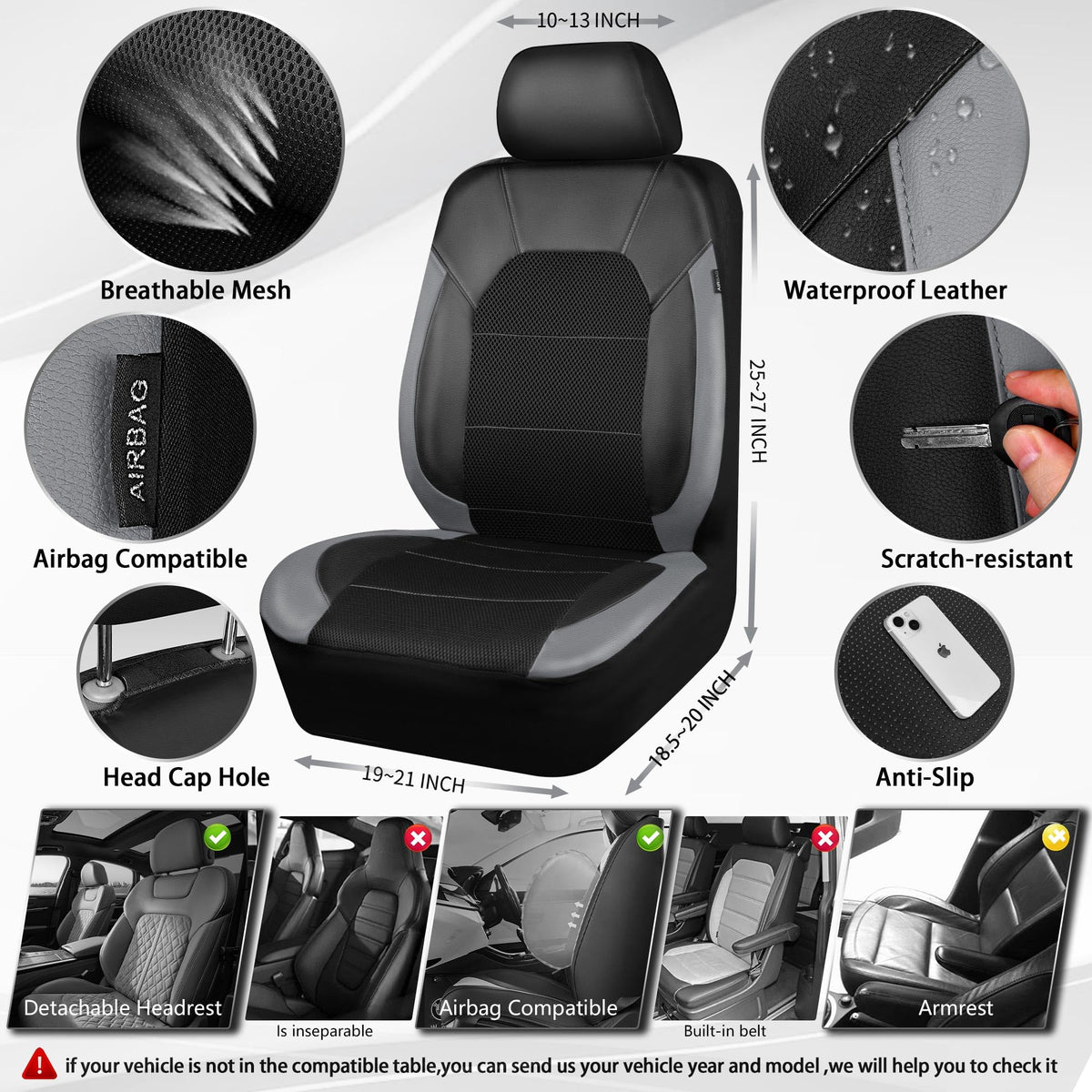 CAR PASS rear backrest cover detail illustrating neat coverage and seam finish