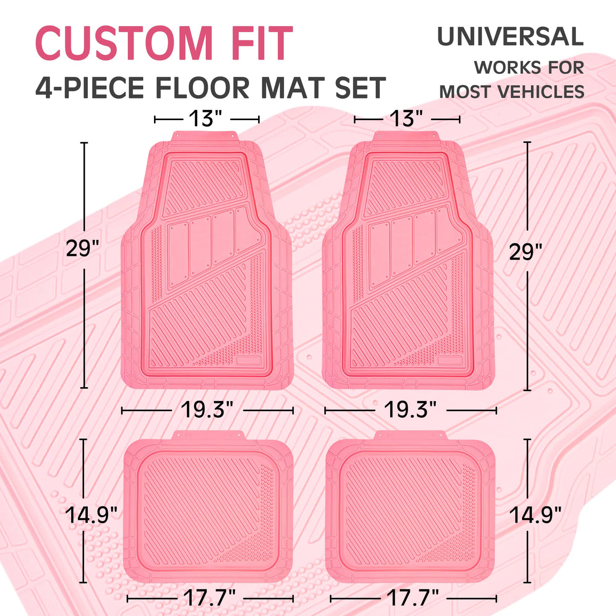 CAR PASS rear mats pair displayed highlighting compact fit and coverage