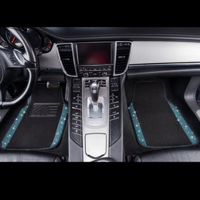 CAR PASS rear mat beside a ruler to show universal sizing benefit