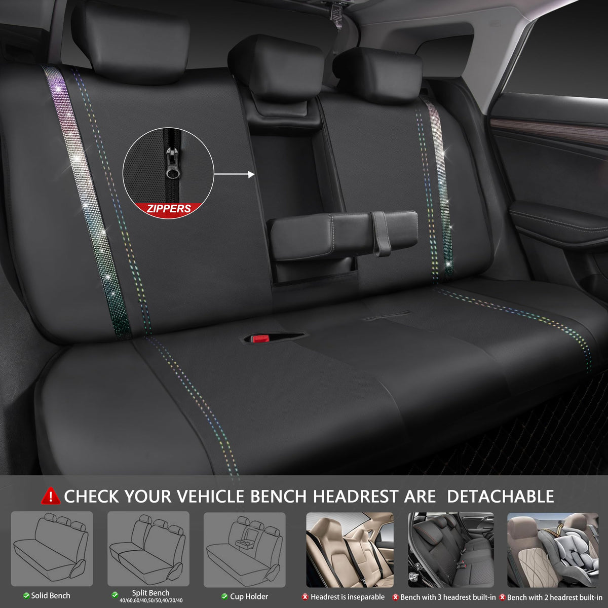 CAR PASS rear seat with zipper demonstrating access and convenience