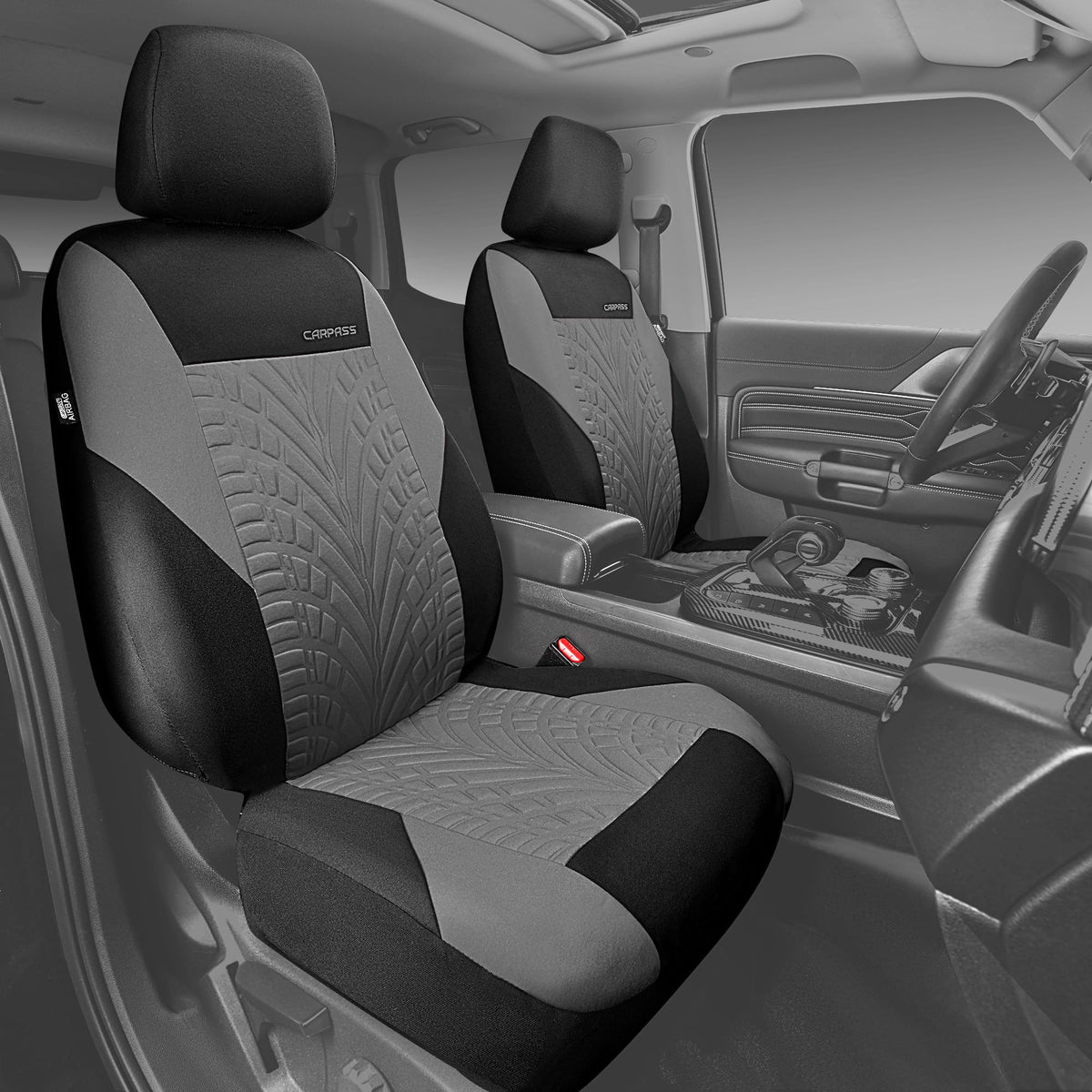 CAR PASS rear split bench covers demonstrating universal compatibility benefit