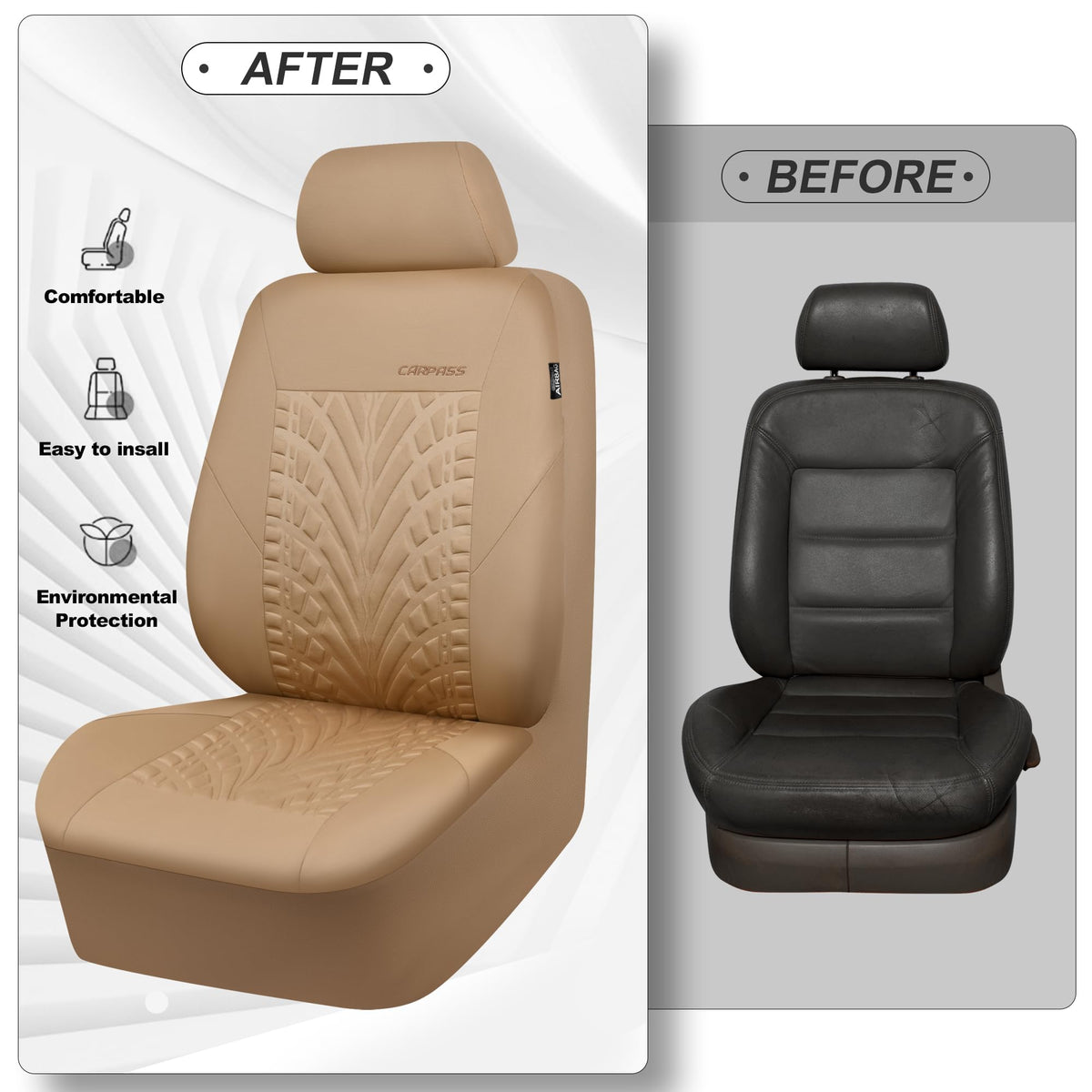 CAR PASS split rear bench covers installed showing compatibility and tidy finish