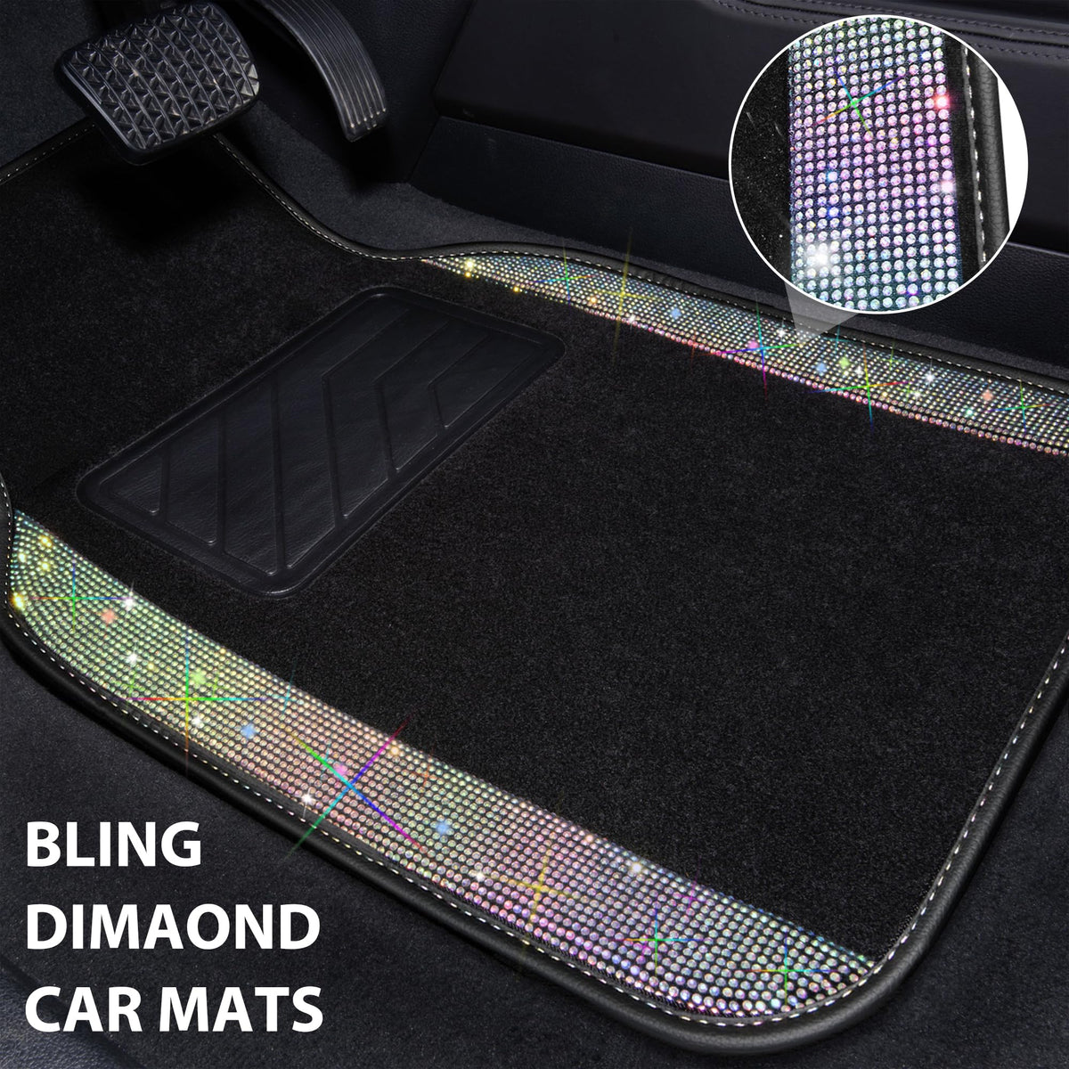 CAR PASS rhinestone close-up revealing secure crystals and bright finish