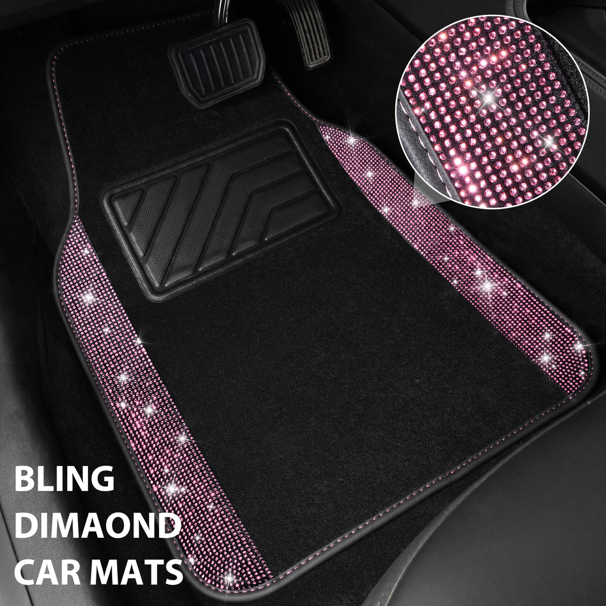 CAR PASS rhinestone close-up highlighting sparkling edge and durable finish